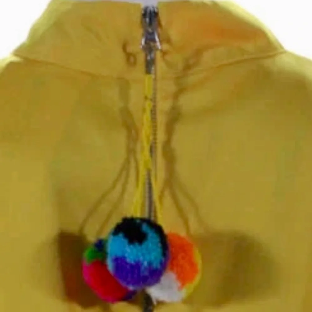 Mira Mikati Sunny Yellow Short Sleeve Top Pom Pom Accents Size 6 - Picture 6 of 10